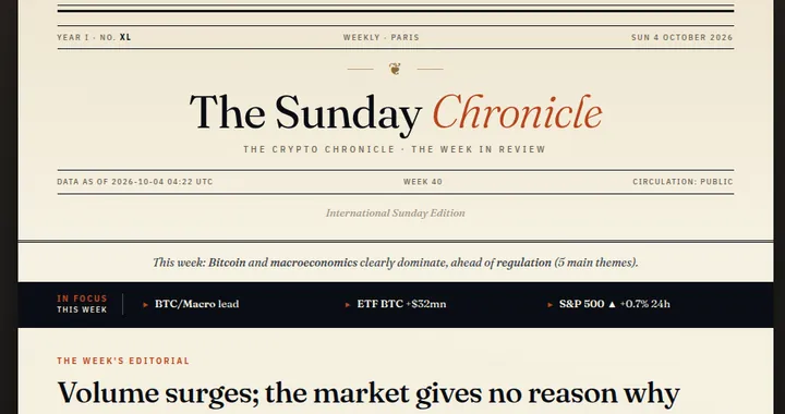The Sunday Chronicle, the weekly edition of The Crypto Chronicle